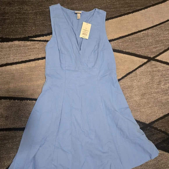 A New Day Blue Plunge Neck A-Line Mini Dress - Picture 1 of 3